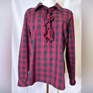 Talbots Red and Black Plaid Blouse. Women's 14P